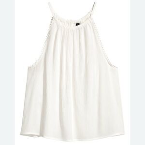 Divided White Sleeveless Blouse